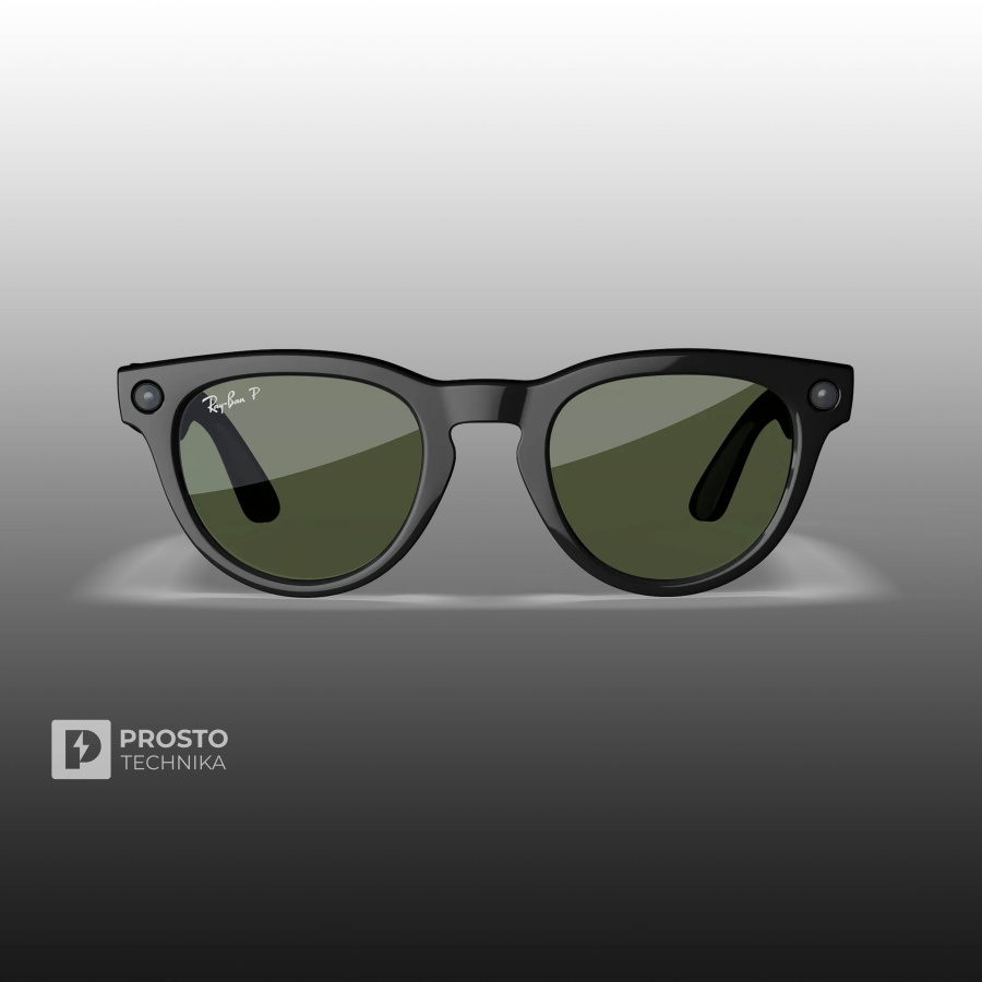 Ray-Ban Headliner (Gen 1) Глянцевый Чёрный с Зелёными Линзами